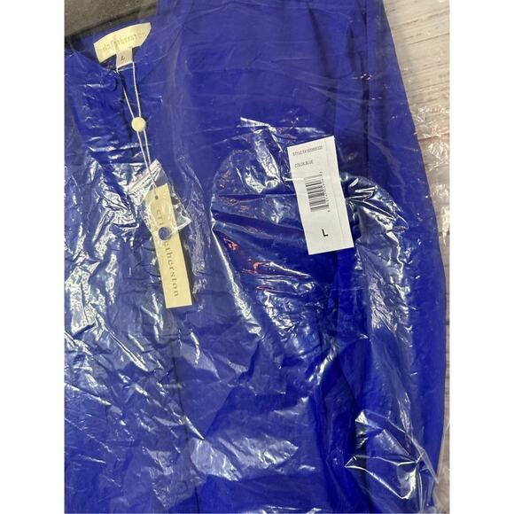 NEW w Tags Erin Fetherston Silk Chiffon Sheer Button-Up Shirt Blue Large - Picture 12 of 12